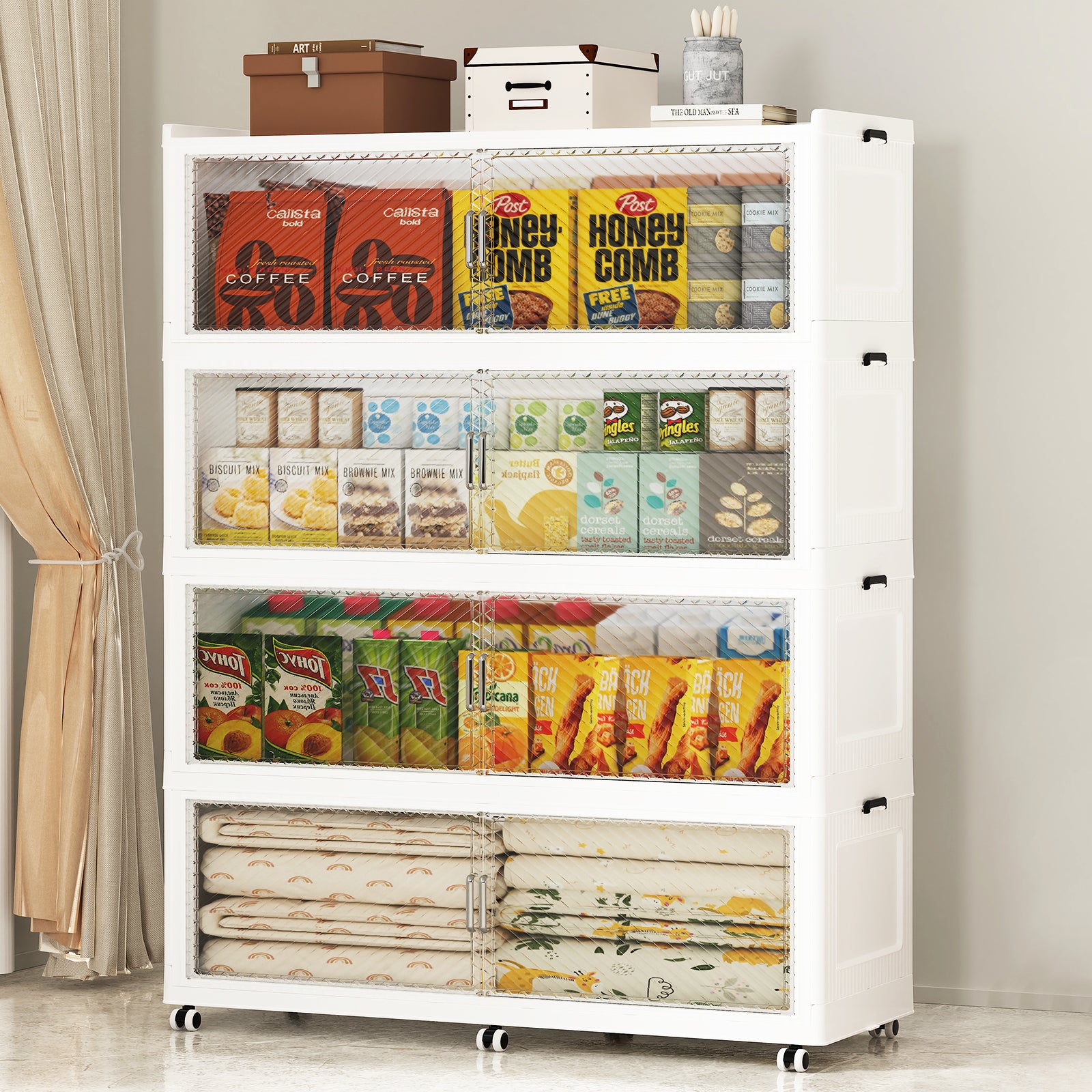 SAILUN Large Stackable Storage Bins with Doors for Blanket, Pillow, Clothing, Space-Saving Tower