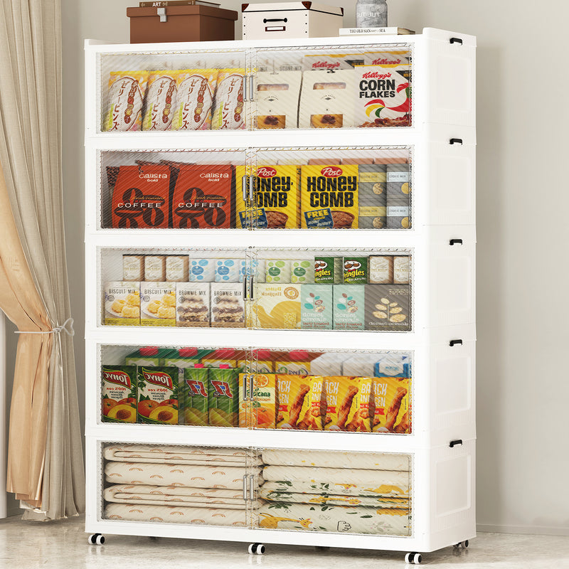 SAILUN Large Stackable Storage Bins with Doors for Blanket, Pillow, Clothing, Space-Saving Tower