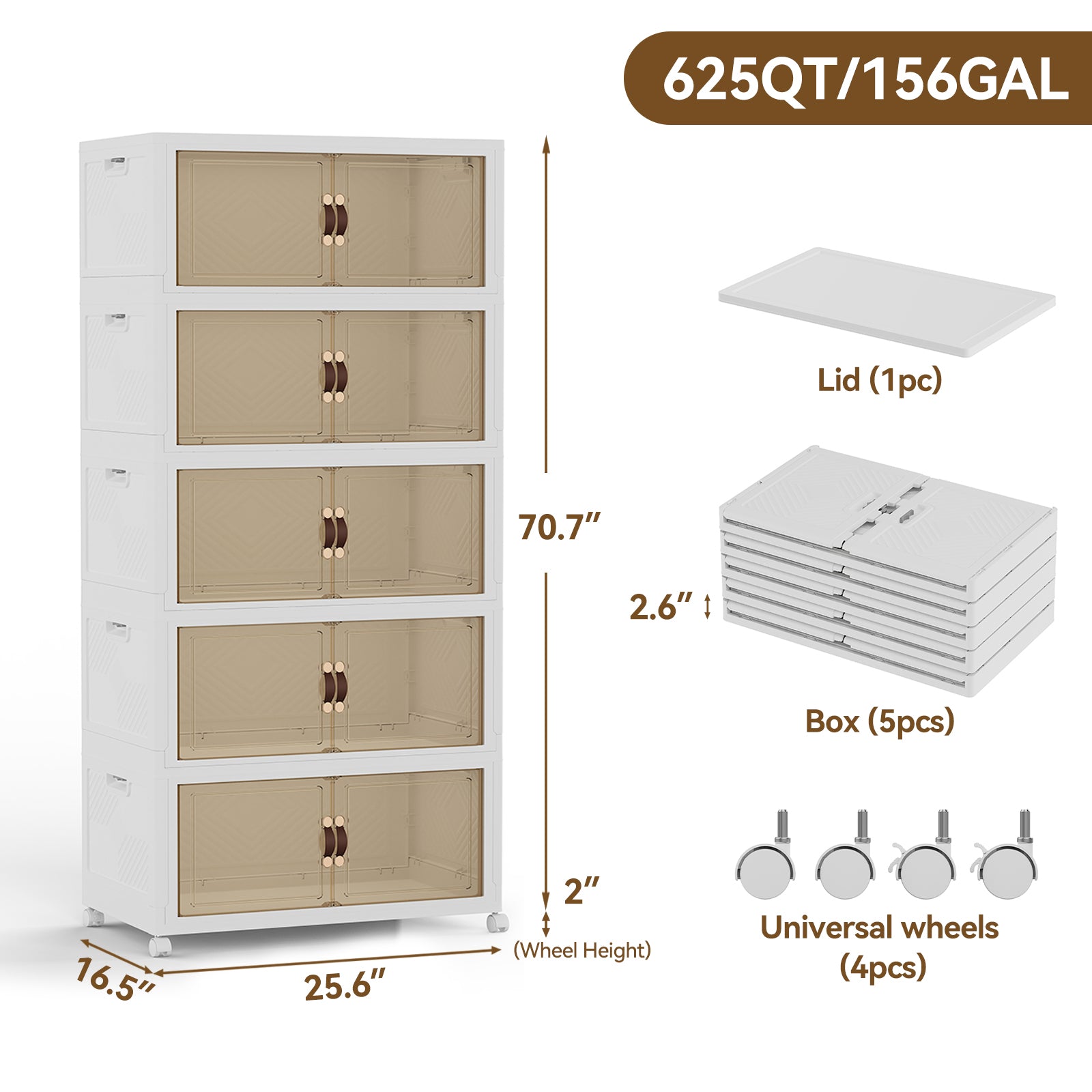 Heavy-Duty Collapsible & Stackable Storage Bins with Door & a Lid,Perfect for Blanket Storage, Pillow Organizer, Bedroom Closet & Living Room, White