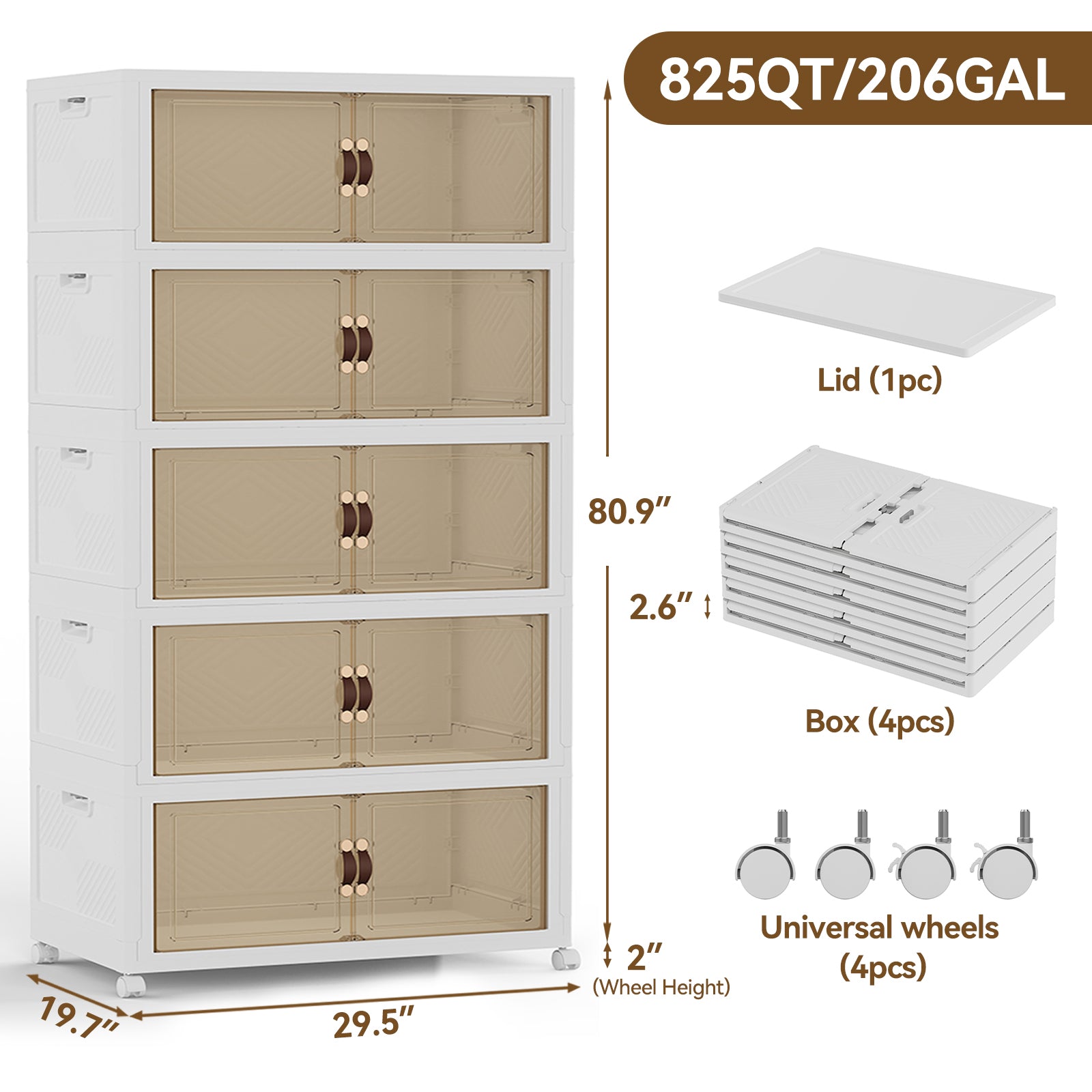 Heavy-Duty Collapsible & Stackable Storage Bins with Door & a Lid,Perfect for Blanket Storage, Pillow Organizer, Bedroom Closet & Living Room, White