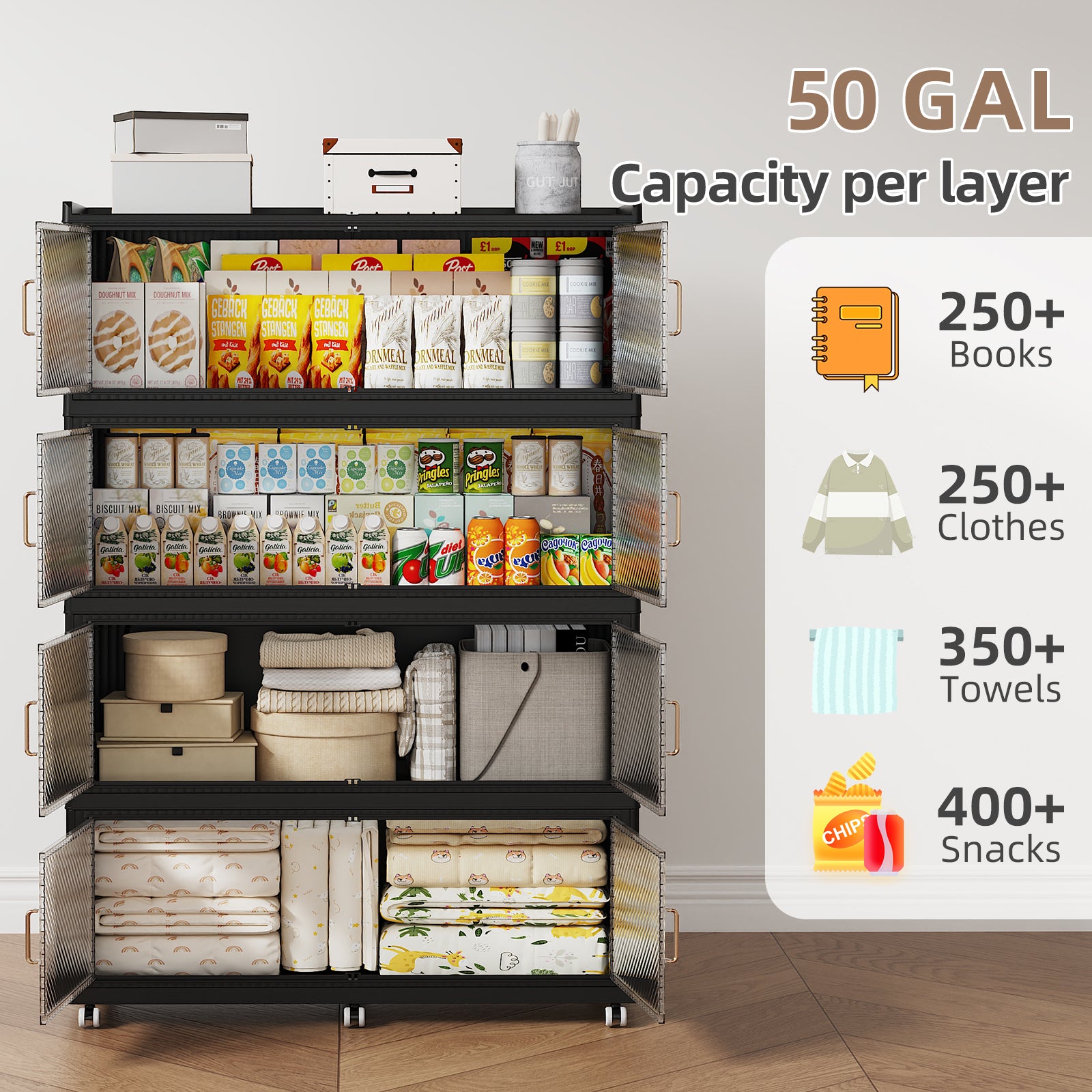 SAILUN Large Stackable Storage Bins with Doors for Blanket, Pillow, Clothing, Space-Saving Tower