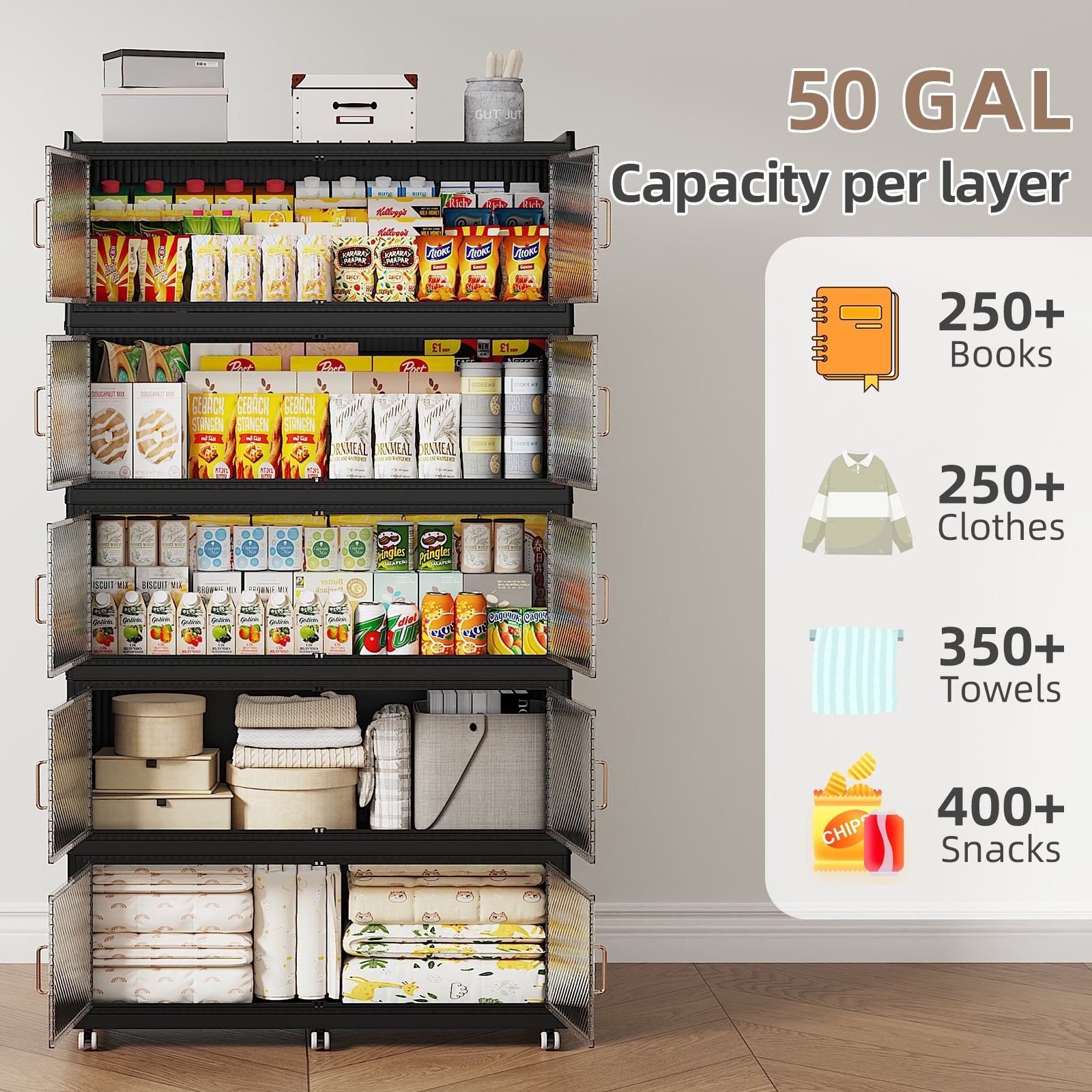 SAILUN Large Stackable Storage Bins with Doors for Blanket, Pillow, Clothing, Space-Saving Tower