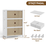 Heavy-Duty Collapsible & Stackable Storage Bins with Door & a Lid,Perfect for Blanket Storage, Pillow Organizer, Bedroom Closet & Living Room, White