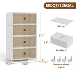 Heavy-Duty Collapsible & Stackable Storage Bins with Door & a Lid,Perfect for Blanket Storage, Pillow Organizer, Bedroom Closet & Living Room, White