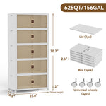 Heavy-Duty Collapsible & Stackable Storage Bins with Door & a Lid,Perfect for Blanket Storage, Pillow Organizer, Bedroom Closet & Living Room, White