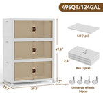 Heavy-Duty Collapsible & Stackable Storage Bins with Door & a Lid,Perfect for Blanket Storage, Pillow Organizer, Bedroom Closet & Living Room, White