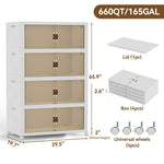 Heavy-Duty Collapsible & Stackable Storage Bins with Door & a Lid,Perfect for Blanket Storage, Pillow Organizer, Bedroom Closet & Living Room, White