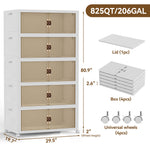 Heavy-Duty Collapsible & Stackable Storage Bins with Door & a Lid,Perfect for Blanket Storage, Pillow Organizer, Bedroom Closet & Living Room, White