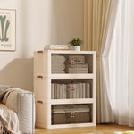 Collapsible & Stackable Storage Bins with Door & a Lid,Perfect for Blanket Storage, Pillow Organizer, Bedroom Closet & Living Room, Beige