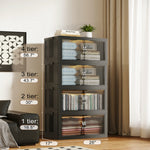 Collapsible & Stackable Storage Bins with Door & a Lid,Perfect for Blanket Storage, Pillow Organizer, Bedroom Closet & Living Room, Black