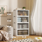Collapsible & Stackable Storage Bins with Door & a Lid,Perfect for Blanket Storage, Pillow Organizer, Bedroom Closet & Living Room, White